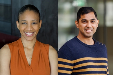 Portrait photos of Whitney Henry, left, and Harikesh Wong, right