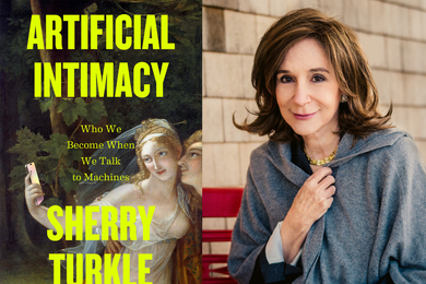 Sherry Turkle and book cover of "Artificial Intimacy."