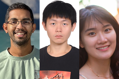 Headshots of Srinivasan Arunachalam, Zhang-Wei Hong, and Irene Ko