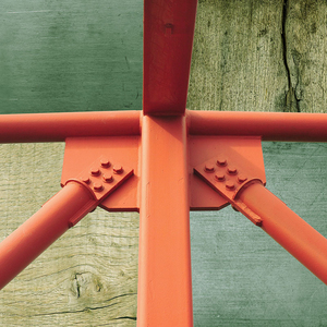 orange metal beam truss