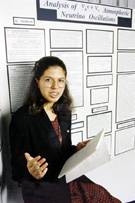 Natalia Toro with her winning Intel Science Talent Search project, based on work done last summer at MIT.