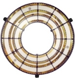 The high-energy transmission grating (HETG) consists of 336 gold grating facets mounted on an assembly that can be swung into position behind the Chandra mirrors. The inner two rings are high-energy grating facets, and the outer two rings are medium-energy grating facets.