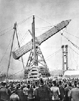 New Yorkers watch their new obelisk as it is swung into place in Central Park (from Henry Gorringe's Egyptian Obelisks, 1882).