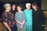 Left to right: Eileen Riley with her daughters Katy (SB 2000) and Patricia (SB 1991), Ruby Rooney (the graduates' grandmother) and Nancy Riley-Jankowiak (SM 2000).