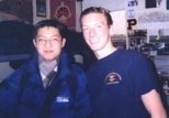 David Li (left) posed with one of his MIT roommates, Grant Kristofek, a junior in mechanical engineering.