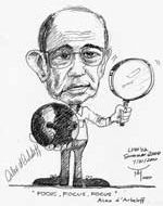 Alex d'Arbeloff in Hiep Nguyen's caricature (above) and in real life (below).