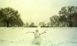 This snowman, one of several snow figures to appear in the wake of this week's tardy nor'easter, seems to be asking what all the fuss was about.