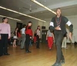 Muh Award recipient Gus Solomons demonstrates some dance moves.