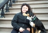 Lori Tsuruda and her dog, Vesta.