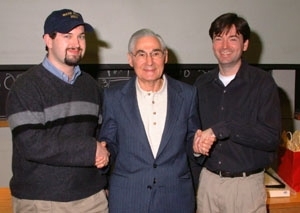 Jon Hunt (left) and Greg Dancer (far right) with Edward Neiterman, who attended a ceremony in which Hunt and Dancer received the first annual Steven Wade Neiterman awards in honor of his late son.