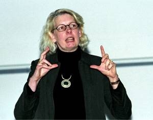 Wyn Kelley, a lecturer in literature, spoke on integrating multimedia into        presentations at a conference sponsored by the Comparative Media Studies Program.