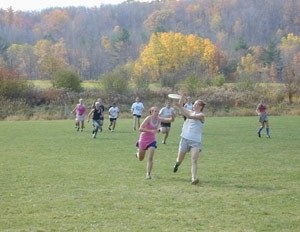 Ultimate Frisbee players at a match last fall.