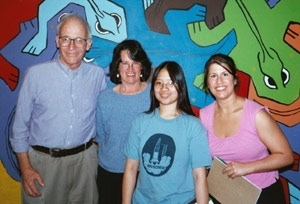 Left to right: Travis Merritt, director of ESG; Holly Sweet, associate director; Jennifer Tu, the Fiekowsky community award winner; and Julie Banda, program coordinator.