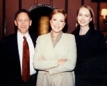 Professor Robert Langer with actress Julie Andrews and graduate student        Mariah Hahn at a press conference in New York to announce a new research initiative on vocal cord restoration.