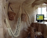 Interior of an exhibit on indigenous peoples of the Amazon rainforest, designed and built by Terrascope students.