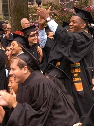 Members of the Class of 2003 cheer on one of their classmates during Commencement at MIT. <a onclick="MM_openBrWindow('01-comm-applause-enlarged.html','','width=509, height=583')">
<span onmouseover="this.className='cursorChange';">Open image gallery</span>
</a>
<noscript> <a href="01-comm-applause-enlarged.html">
<em>(no JavaScript)</em>
</a>
</noscript>