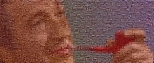This image of Jerome Wiesner was created from a collection of over 2,000 individual photographs selected from a database of over 300,000. A computer program, written by Rob Silvers (S.M. 1996), selected and arranged these images based on their coloration and texture to construct this mosaic.