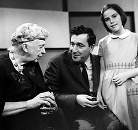 Eleanor Roosevelt with Wiesner and his daughter, Lisa, during the taping of "The Scientists and World Politics" on WGBH-TV in December 1960.