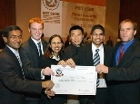Active  Joint Brace was selected as the winner at the MIT's $50K Entrepreneurship  Competition. Team members, from left, are: Kailas Narendran,  Joe Jackson, Mira Sahney, Hocking Cheng, Raja Surapanani and  John McBean. Not pictured: Shashi Kant and Adam Rizika.