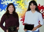 Winners of Fiekowsky Awards given by the Experimental Study Group are Claudia Gold (left) and Suki Dorfman.