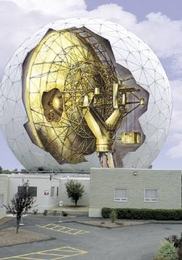 This cutaway image is of the 37-meter radio telescope and radar that have been in operation for 40 years at MIT's Haystack Observatory in Wesford, Mass.