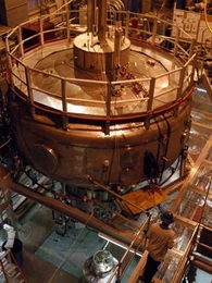 MIT and Columbia University researchers have begun an experiment at the Plasma Fusion and Science Center that could lead to a new source of energy. Key to the work is this huge vessel reminiscent of a spaceship.