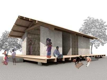Rendering of a Sri Lankan house designed by an MIT/Harvard team. The structure, which would be built with local materials, is engineered to withstand a tsunami.