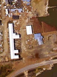 Aerial image of Grand Isle, La., taken on Aug. 31, 2005, two days after Hurricane Katrina struck the U.S. Gulf Coast.