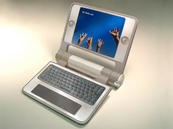 Gov. Mitt Romney wants Massachusetts schoolchildren to get the $100 hand-crank laptops developed at the MIT Media Lab. The above image shows the laptop design.