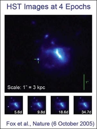 Image taken by the Hubble Space Telescope of a short gamma-ray burst burst discovered by an MIT team using NASA's High Energy Transient Explorer satellite.
