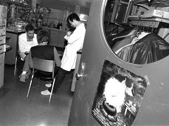 Learn more about MIT's unique workspaces at 'Scientific Settings:  Photos of MIT Labs,' at the MIT Museum Compton Gallery. The exhibit of photos taken by Scott Globus during the early 1980s is on display through Jan. 6.