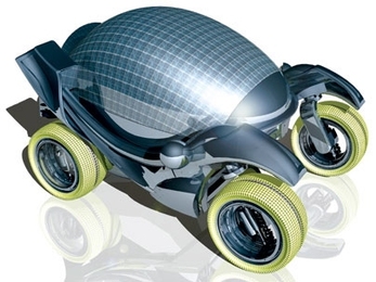 This sketch of a concept solar car was created for the MIT  Vehicle Design Summit, a gathering of students who will work on alternative transportation ideas this summer.
