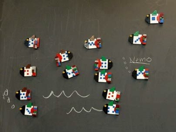 High school girls visiting MIT for the You Go Girl! program learned about genetics using fish built of Legos. After learning about meiosis and mitosis, sperm and eggs, the girls made their own generations of fish, discovering something about phenotypes and recessive and dominant genes along the way.