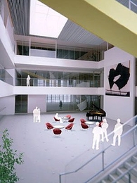 This image shows the plan for the the Media Lab's upper atrium.
