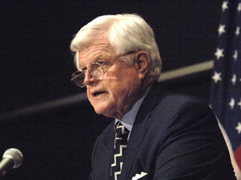 Sen. Edward Kennedy delivered the 2007 Karl Taylor Compton Lecture at MIT, held in the Stata Center's Kirsch Auditorium.