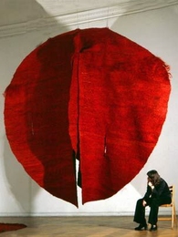 Magdalena Abakanowicz' 'Abakan Red,' 1969, made of sisal and mixed media, is part of WACK! Art and the Feminist Revolution, the catalogue for which was published by MIT Press. (Courtesy of the National Museum in Wroclaw.)