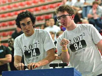 David Sanchez, left, keeps his eyes on the road as Mario Bollini points to dangers ahead on the 2.007 contest table. Sanchez came in second. <a onclick="MM_openBrWindow('2007_1-enlarged.html','','width=509, height=583')">
<span onmouseover="this.className='cursorChange';">Open image gallery</span>
</a>
<noscript> <a href="2007_1-enlarged.html">
<em>(no JavaScript)</em>
</a>
</noscript>