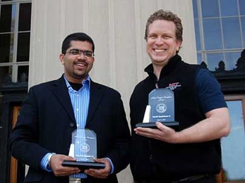 Left to right, Karl Taylor Compton Prize winners Raja Bobbili and David Danielson.