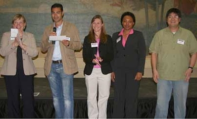 Dr. Leona Samson, Director, Center for Enviornmental Health Sciences, Daniel Znaty (Sloan School of Management graduate 2007) and Graduate Student Prize Winners:  Dominika Wiktor-Brown, Alexandria Sams, and Paul Huang