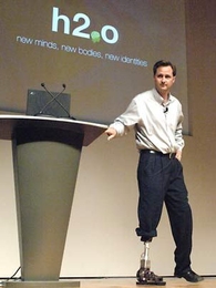 Professor Hugh Herr of the Media Lab is shown here addressing h2.0, a one-day symposium in May 2007 that focused on ushering in a new era in human adaptability.