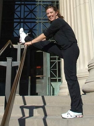 Lily Burns, staff associate in the president's office, had a stroke at age 33. She has now recovered, but she is determined to write about her experience to offer other young stroke victims a place to turn for information.