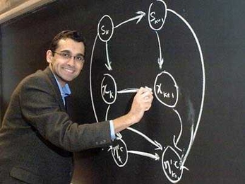 Lakshminarayan Srinivasan (S.M., Ph.D. 2006) is part of a team that develops standardizing math equations to allow neural prostheses to work better. He is currently a medical student in the Harvard-MIT Division of Health Sciences and Technology and a postdoctoral researcher at the Center for Nervous System Repair at Massachusetts General Hospital.