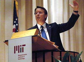 Former Democratic presidential candidate John Edwards gives one of the opening keynote addresses at a student-organized conference on global poverty held at MIT April 18-20.