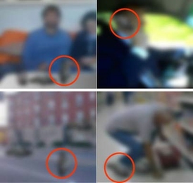 Question: What do you see in the red circles? A bottle, a cell phone, a person, a shoe? The answer: They're all the same. Professor Antonio Torralba created these low-resolution images, in which the circled shapes were inserted and are all identical, to demonstrate how context affects our recognition of objects. Even the 'car' in the lower left image is the same object.