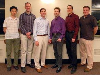 Nuclear Science and Engineering award-winners, from left, Yang Zhang, Erik Johnson, Dan Zaterman, Leonardo Patacchini, David Carpenter, Robert Holcombe.