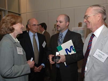 From left, MIT President Susan Hockfield, William Guenther, president of Mass Insight Education &amp; Research Institute, Joel Stembridge, headmaster of the John D. O'Bryant School of Math and Science in Roxbury, Mass., and J. Kim Vandiver, MIT professor of mechanical engineering and dean for undergraduate research just prior to their announcement of the launch of the Massachusetts Math &amp; Scie...