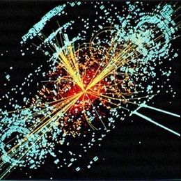 The compact muon solenoid (CMS) experiment at CERN's Large Hadron Collider will look for the Higgs boson, shown here in simulation.