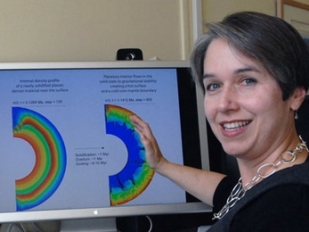 MIT planetary scientist Linda Elkins-Tanton, Mitsui Career Development Professor of Geology in the Department of Earth, Atmospheric and Planetary Sciences, views profile showing that hot, young planets may be easier to spot because they stay hot longer than astromomers  have thought.