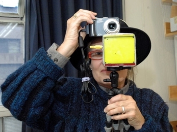 Elizabeth Goldring with the camera she developed.
