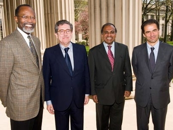 MIT hosted a visit this week by Portuguese government officials to discuss the future of the MIT-Portugal Program. From left: Chancellor Phillip Clay;Â JosÃ© Mariano Gago, Portugal's Minister of Science, Technology and Higher Education; Dean Subra Suresh, School of Engineering; and Manuel Heitor,Â Portuguese Secretary of State for Science, Technology, and Higher Education.